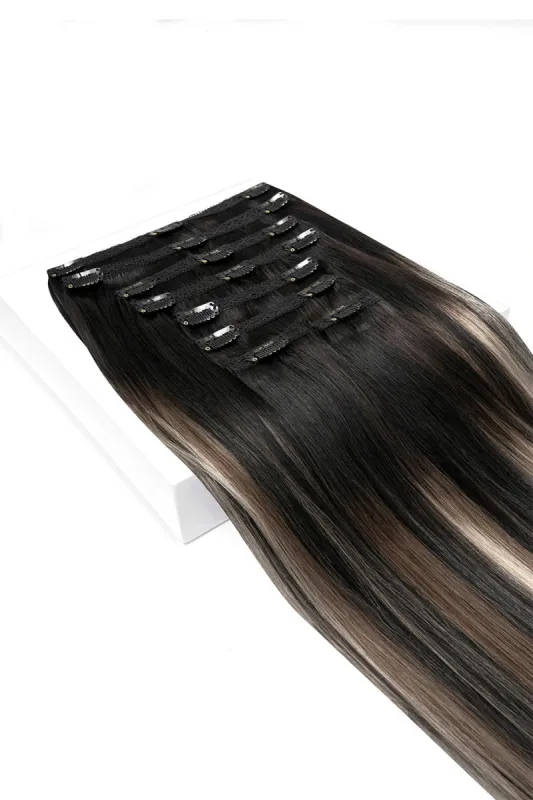 Silver Shadow Balayage Ultra-Volume Clip In Full Head Set (240-300G) sold by Cliphair