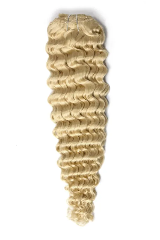 Curly Full Head Remy Clip in Human Hair Extensions - Light Ash Blonde (#22) made by Cliphair