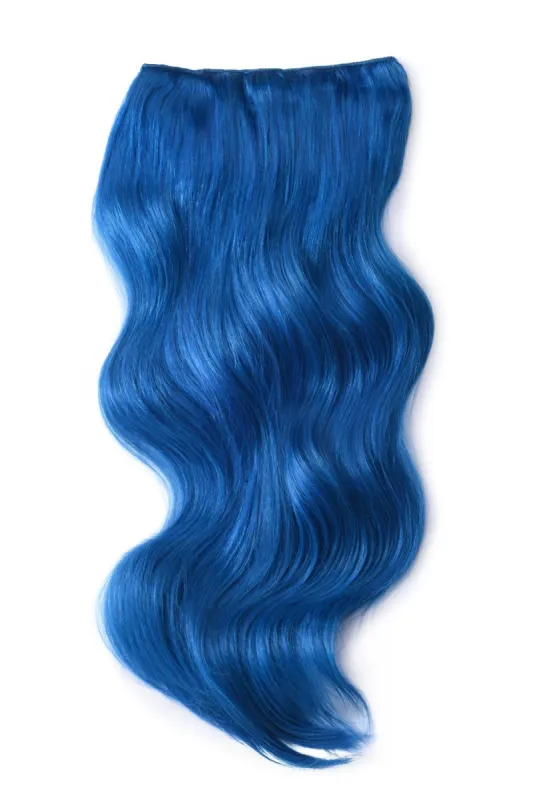 Double Wefted Full Head Remy Clip in Human Hair Extensions - Blue sold by Cliphair