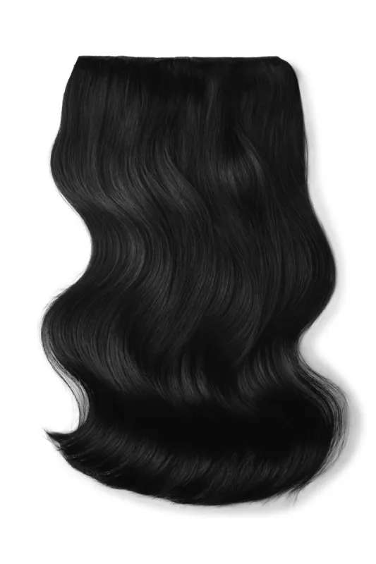 Jet Black (#1) Double Wefted Full Head Clip In Hair Extensions made by Cliphair