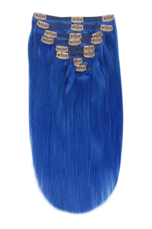 Full Head Remy Clip in Human Hair Extensions - Blue sold by Cliphair