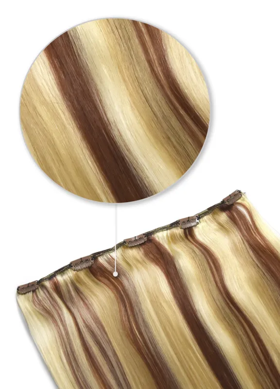 Strawberry Blonde/Auburn/Bleach Blonde Mix (#27/33/613) One Piece Clip In Hair Extensions (Top-Up) sold by Cliphair