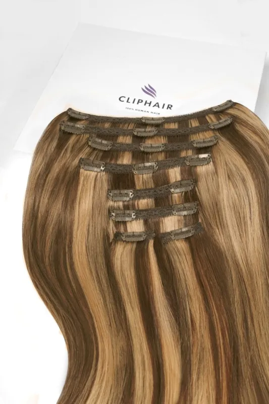 Chocolate Honey (#4/27) Ultra-Volume Clip In Full Head Set (240-300G) sold by Cliphair
