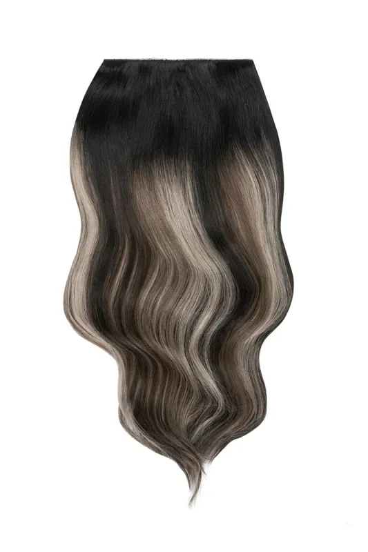 Double Wefted Full Head Remy Clip in Human Hair Extensions - Silver Shadow Balayage sold by Cliphair