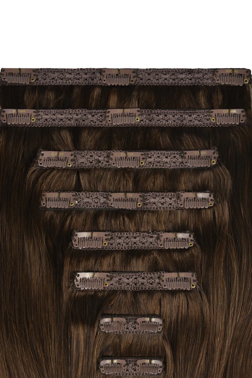 Medium Brown (#4) Double Wefted Full Head Clip In Hair Extensions sold by Cliphair product image thumbnail 4
