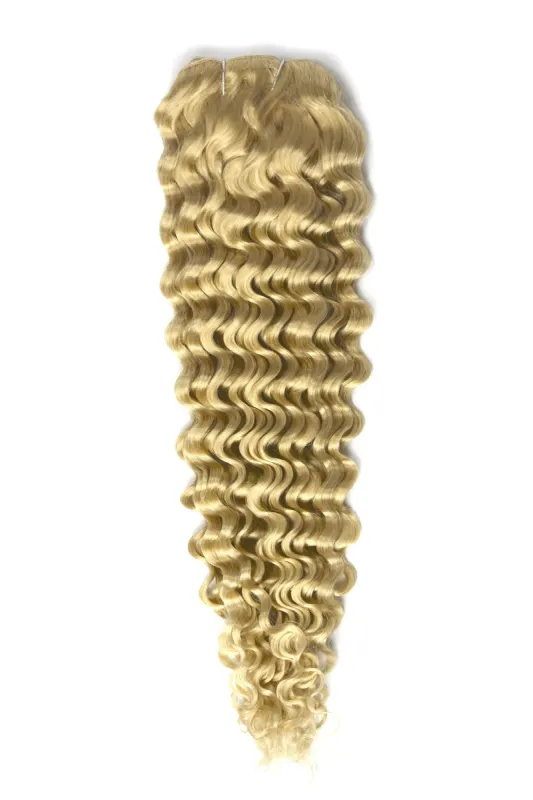 Curly Full Head Remy Clip in Human Hair Extensions - Bleach Blonde (#613) sold by Cliphair
