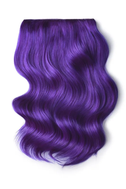 Double Wefted Full Head Remy Clip in Human Hair Extensions - Purple sold by Cliphair