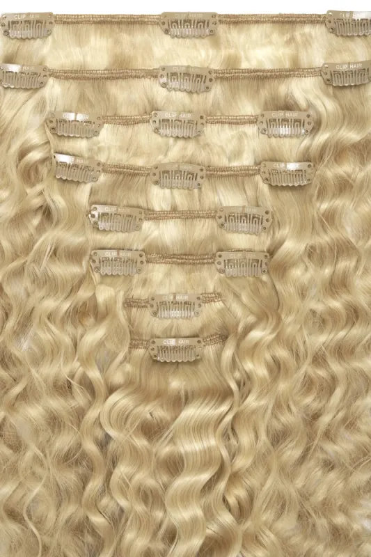 Curly Full Head Remy Clip in Human Hair Extensions - Barbie Blonde (#16/60) made by Cliphair