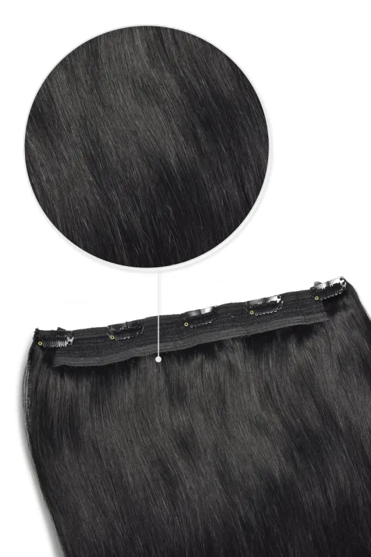 Jet Black (#1) Quad Weft Clip In One Piece Hair Extensions sold by Cliphair