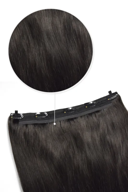Off/Natural Black (#1B) Quad Weft Clip In One Piece Hair Extensions sold by Cliphair