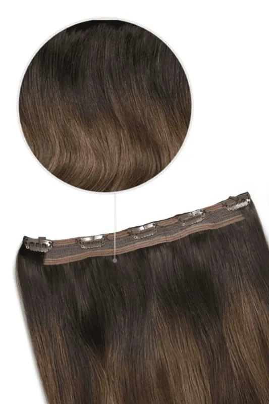 Espresso Melt Balayage Quad Weft Clip In One Piece Hair Extensions sold by Cliphair