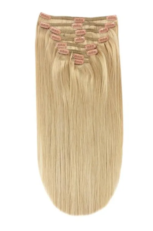 Full Head Remy Clip in Human Hair Extensions - Light Golden Blonde (#16) sold by Cliphair