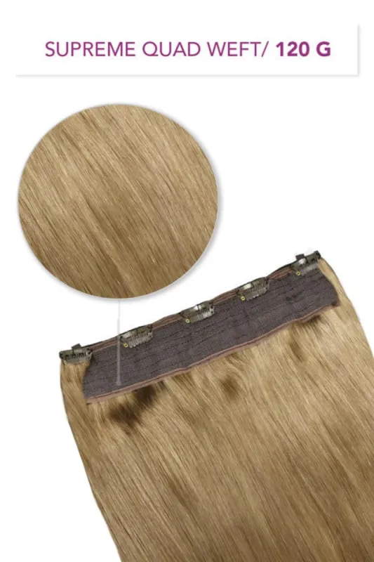 Lightest Brown (#18) Supreme Quad Weft One Piece Clip In Hair Extensions sold by Cliphair