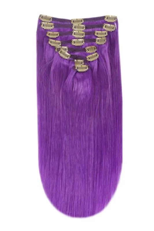 Full Head Remy Clip in Human Hair Extensions - Purple sold by Cliphair