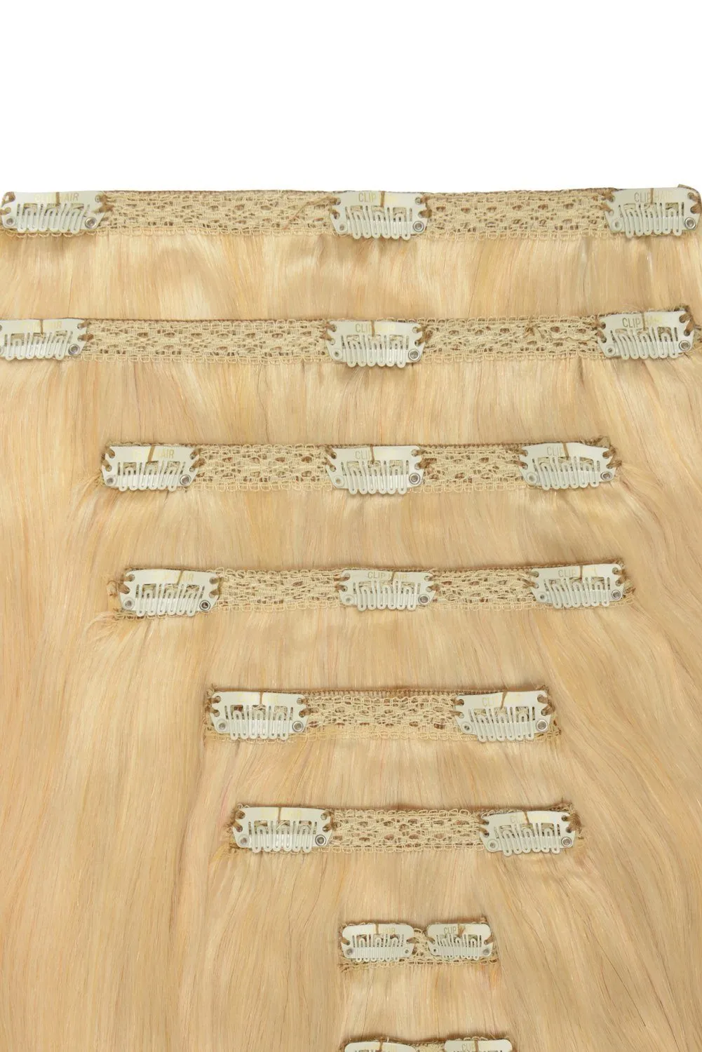 Double Wefted Full Head Remy Clip in Human Hair Extensions - Creamy Blonde (#22/613) sold by Cliphair product image thumbnail 2