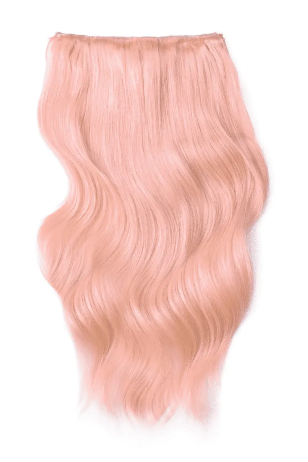 Double Wefted Full Head Remy Clip in Human Hair Extensions - Pastel Pink sold by Cliphair