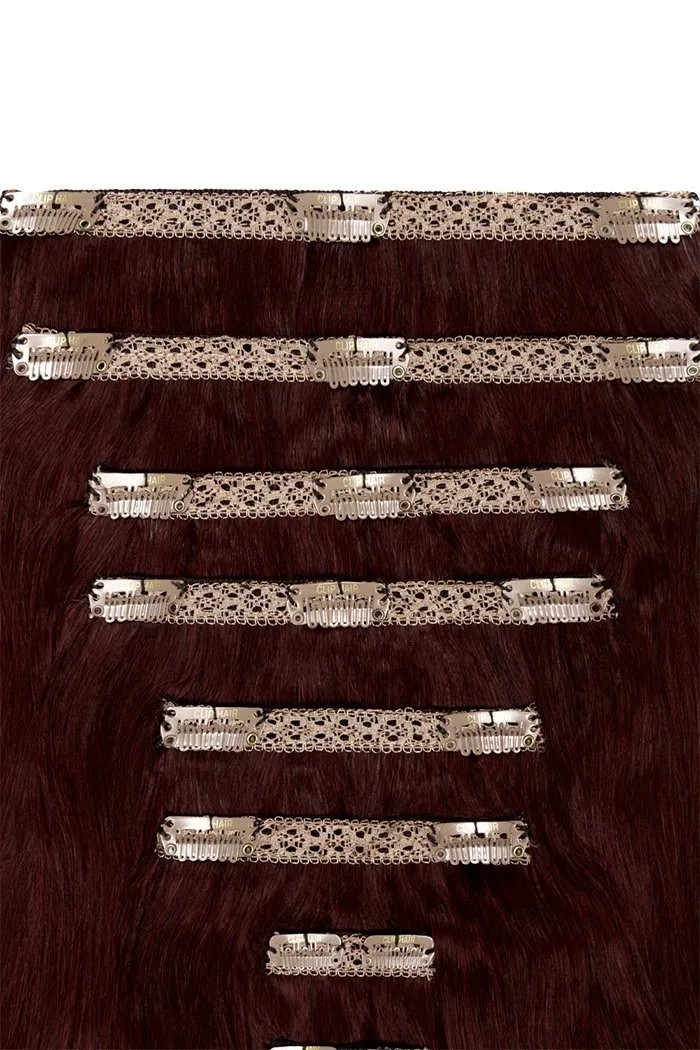 Mahogany Red (#99J) Double Wefted Full Head Clip In Hair Extensions sold by Cliphair product image thumbnail 2