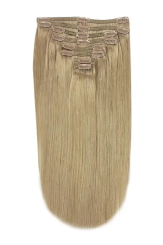 Full Head Remy Clip in Human Hair Extensions - Lightest Brown (#18) sold by Cliphair