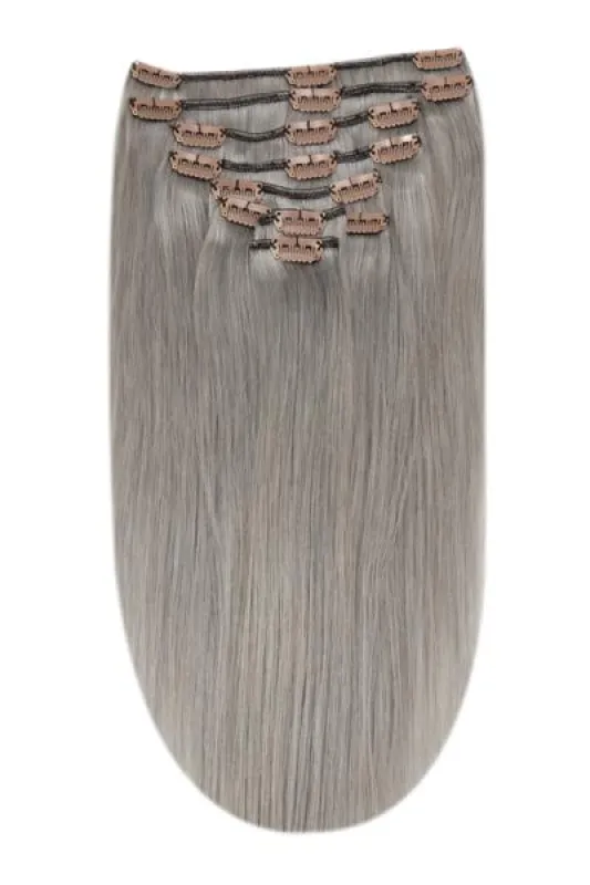 Full Head Remy Clip in Human Hair Extensions - Silver/Grey Hair (#SG) sold by Cliphair