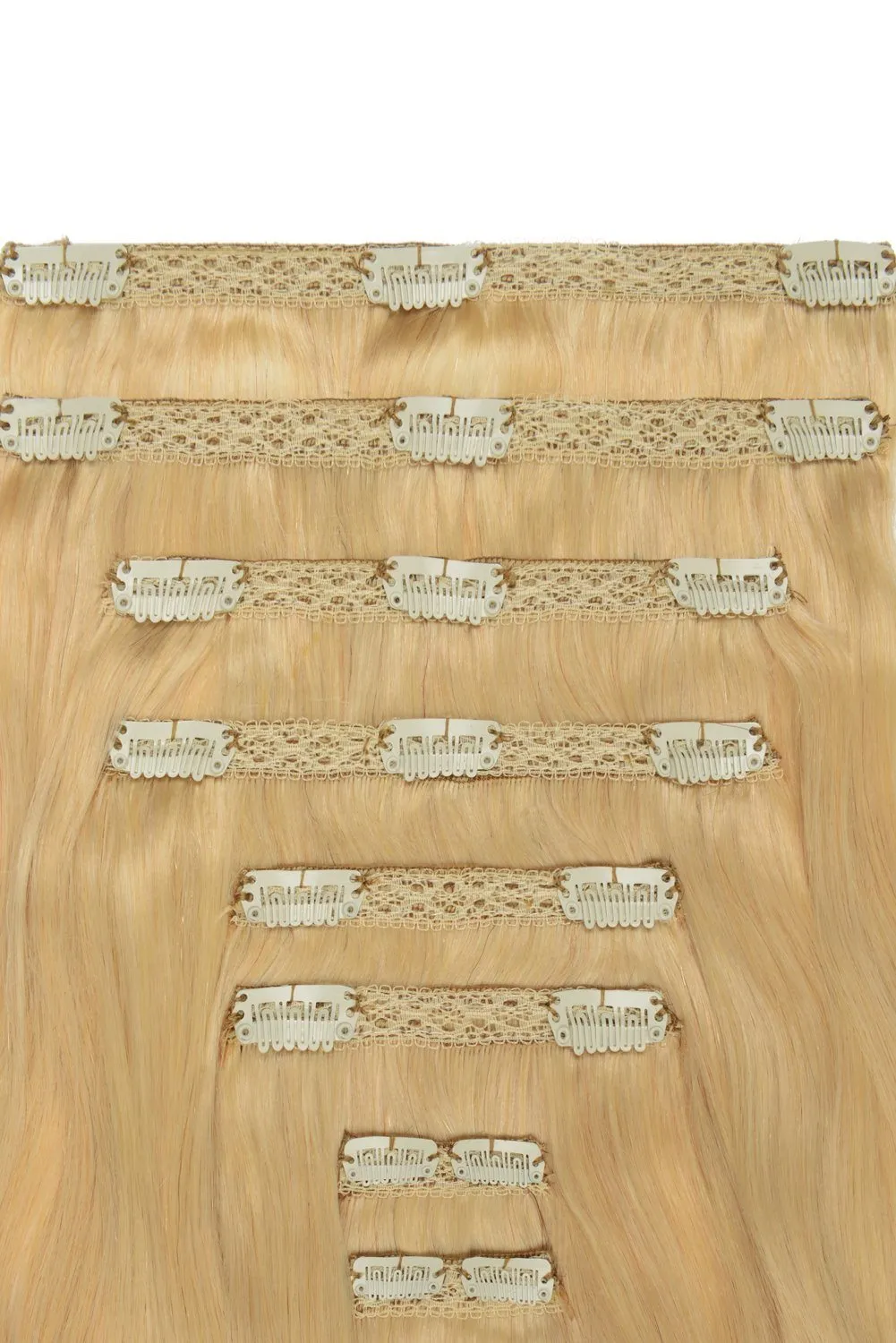 Double Wefted Full Head Remy Clip in Human Hair Extensions - Light Ash Blonde (#22) sold by Cliphair product image thumbnail 2