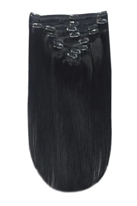 Jet Black (#1) Full Head Clip In Hair Extensions sold by Cliphair