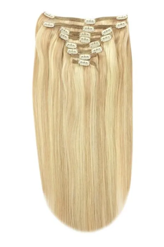 Full Head Remy Clip in Human Hair Extensions - Peaches & Cream (#27/613) sold by Cliphair