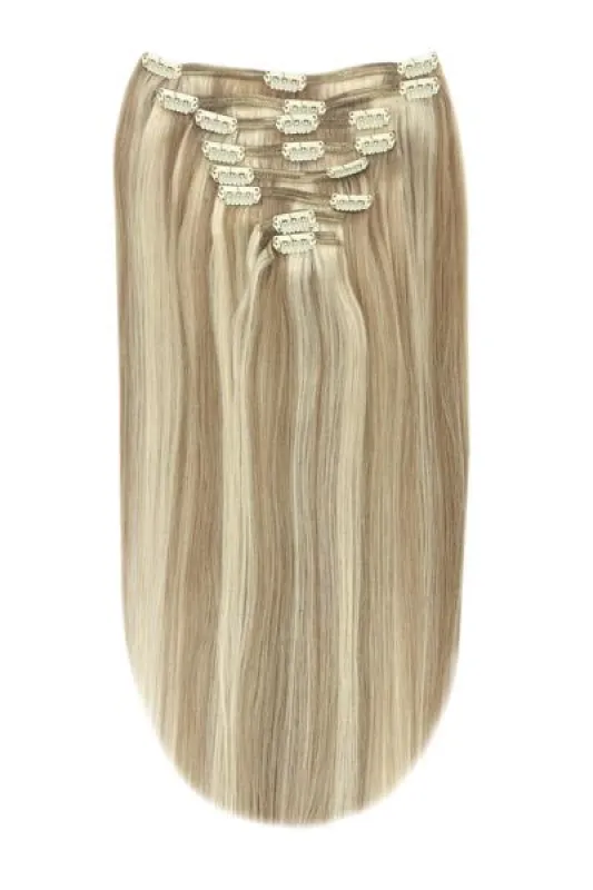 Full Head Remy Clip in Human Hair Extensions - Biscuit Blondey (#18/613) sold by Cliphair