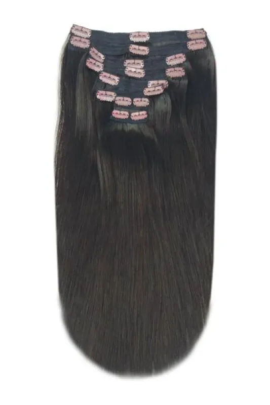Darkest Brown (#2) Full Head Clip In Hair Extensions sold by Cliphair