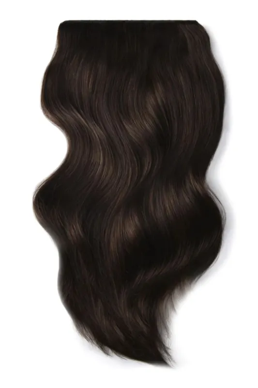 Double Wefted Full Head Remy Clip in Human Hair Extensions - Darkest Brown (#2) sold by Cliphair