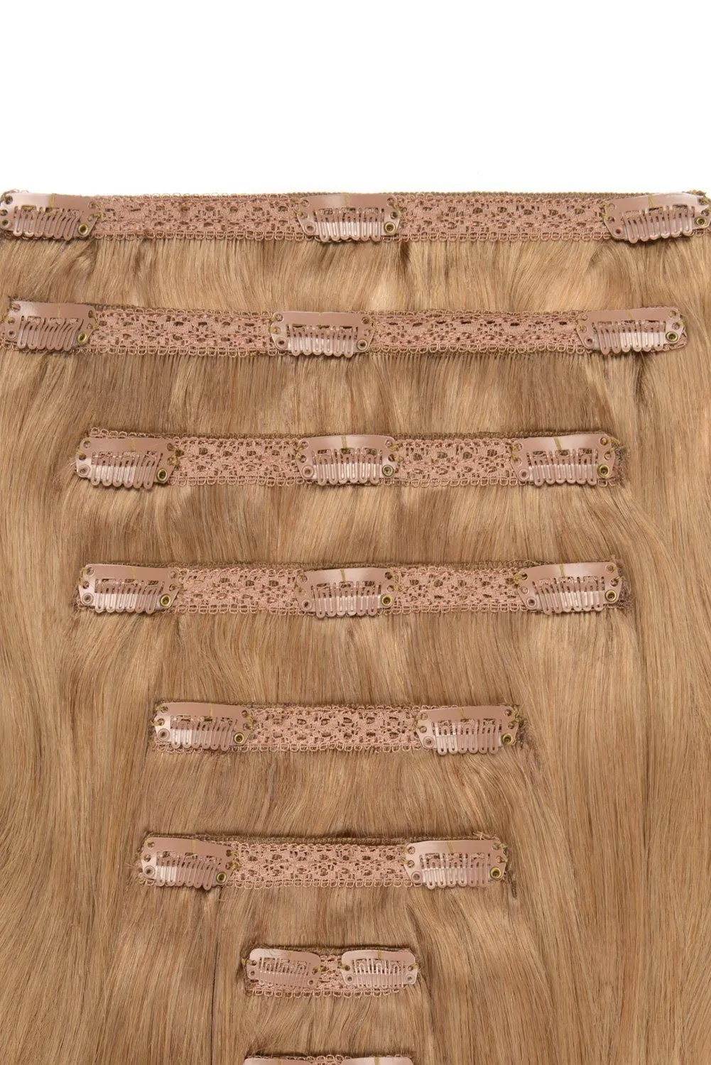 Double Wefted Full Head Remy Clip in Human Hair Extensions - Lightest Brown (#18) sold by Cliphair product image thumbnail 3