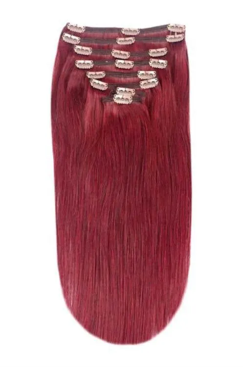 Deep Red Full Head Clip In Hair Extensions sold by Cliphair