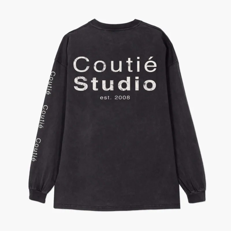 Broken Stamp Longsleeve Black Wash sold by Coutie