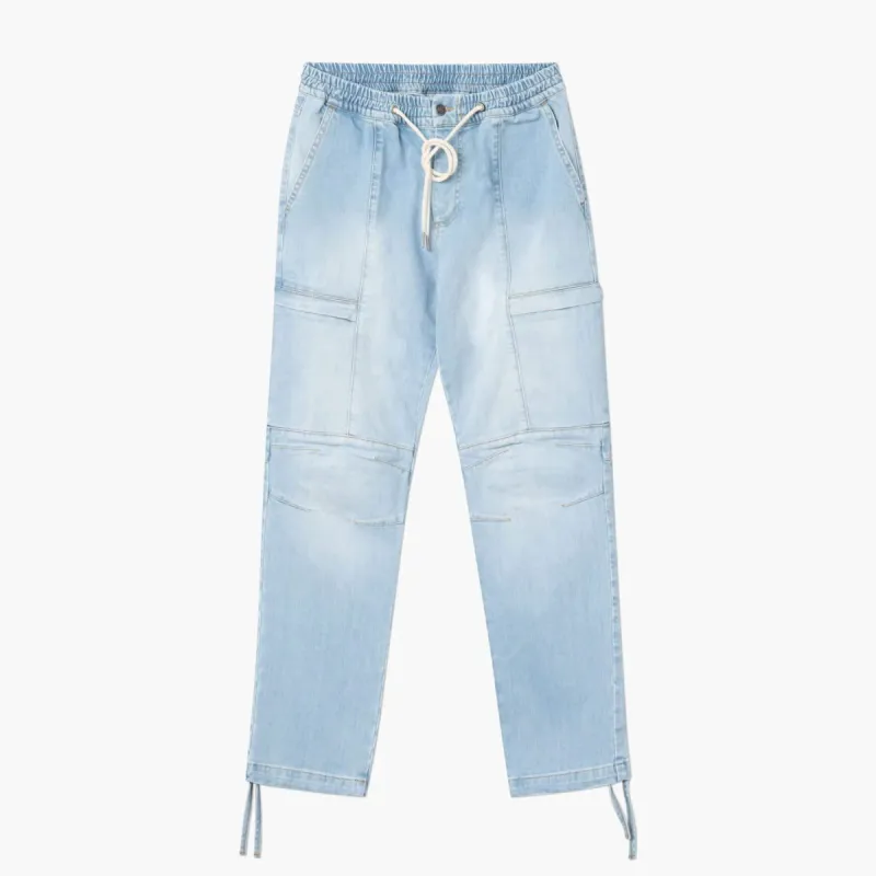 Tactical Cargo Denim Light Blue Wash sold by Coutie