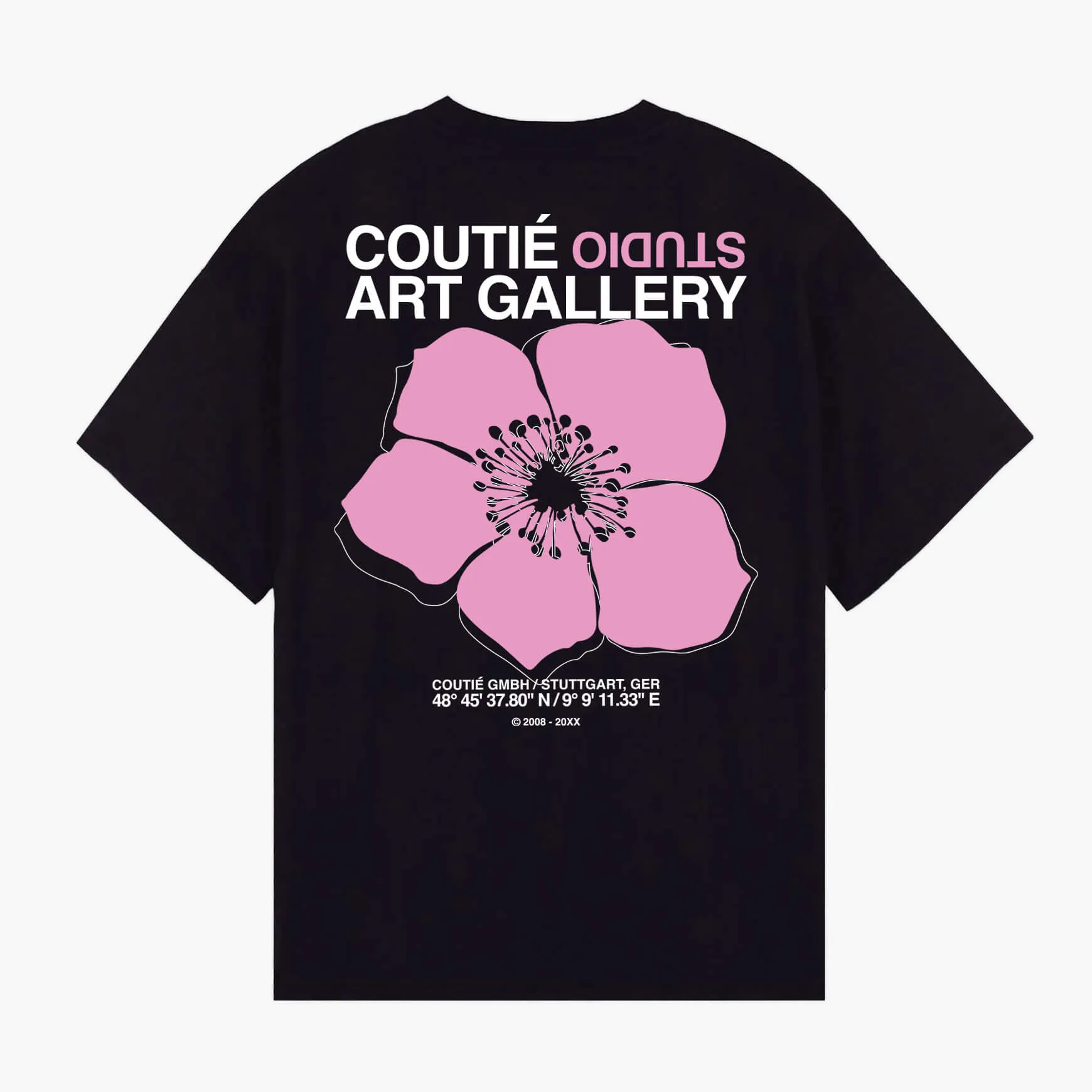 Art Gallery Flower T-Shirt Pink/Black sold by Coutie