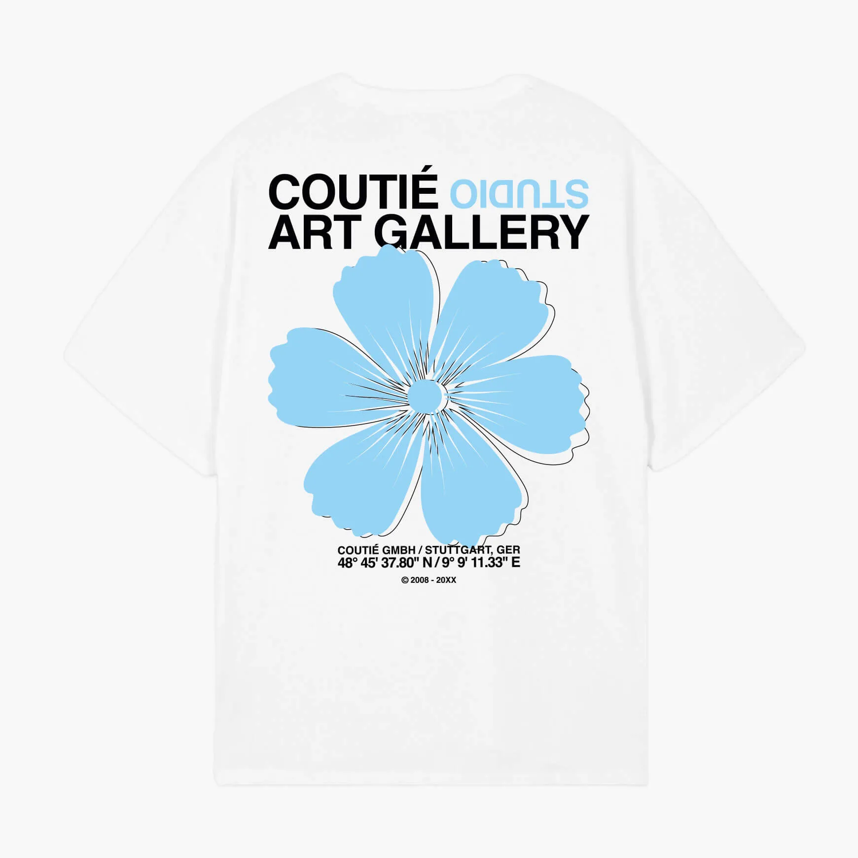 Art Gallery Flower T-Shirt Blue/White sold by Coutie
