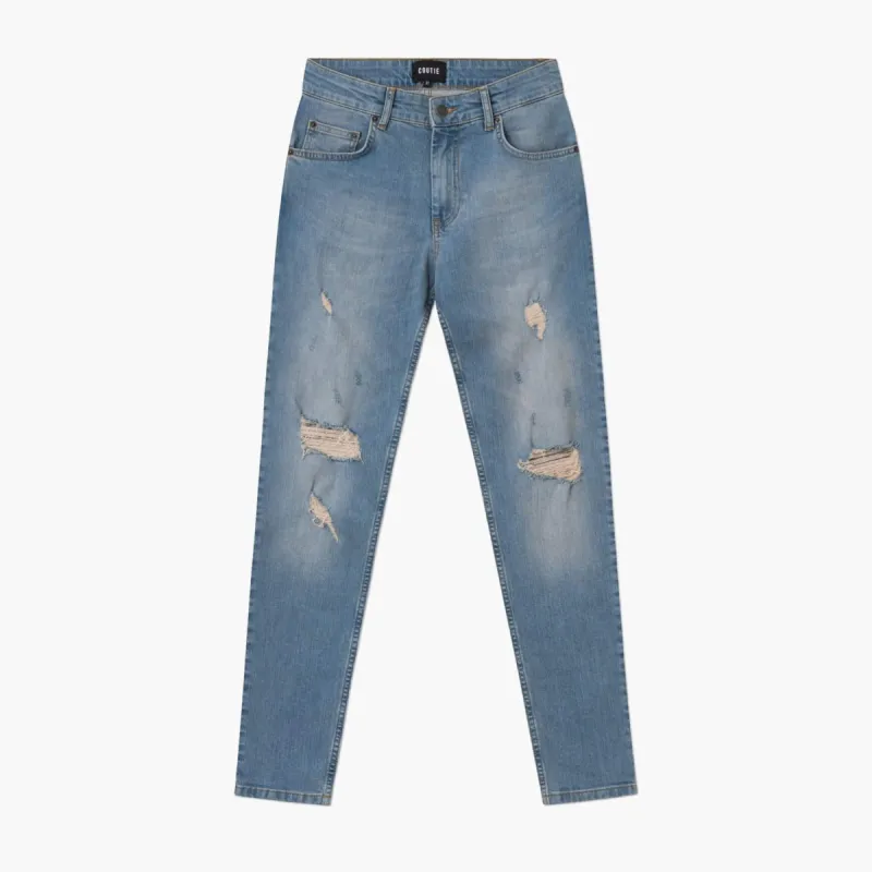 Destroyed Tapered Denim Tint Wash sold by Coutie