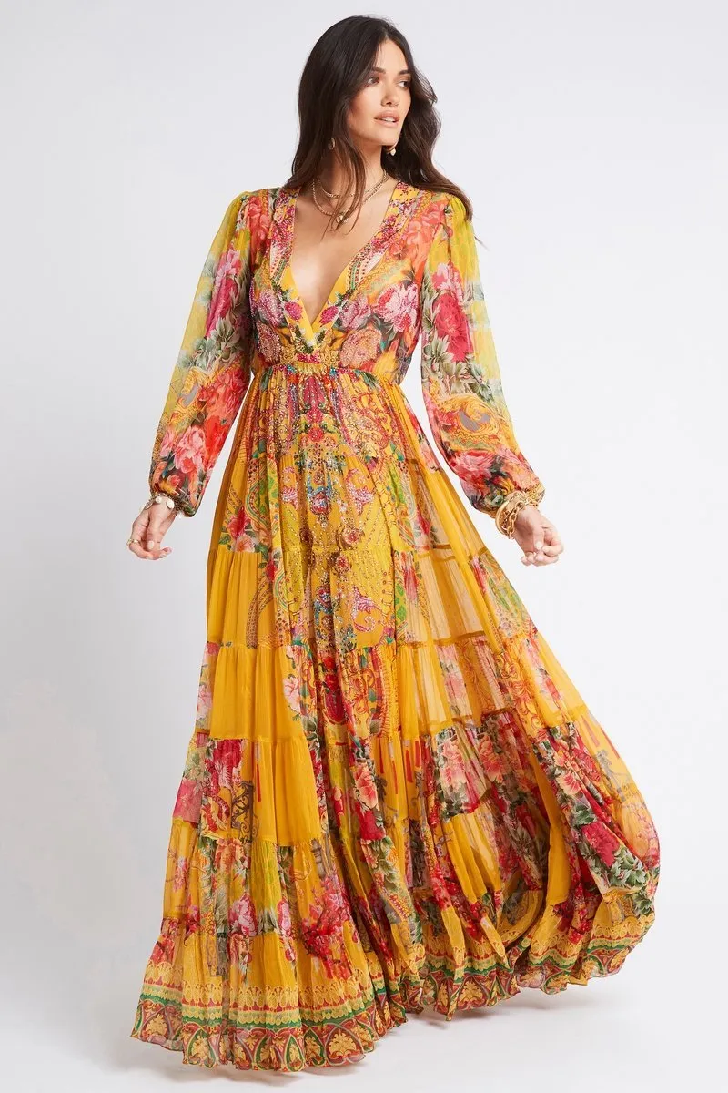 ENDLESS SUMMER V NK SHIRRED MAXI DRESS sold by Czarina product image thumbnail 4