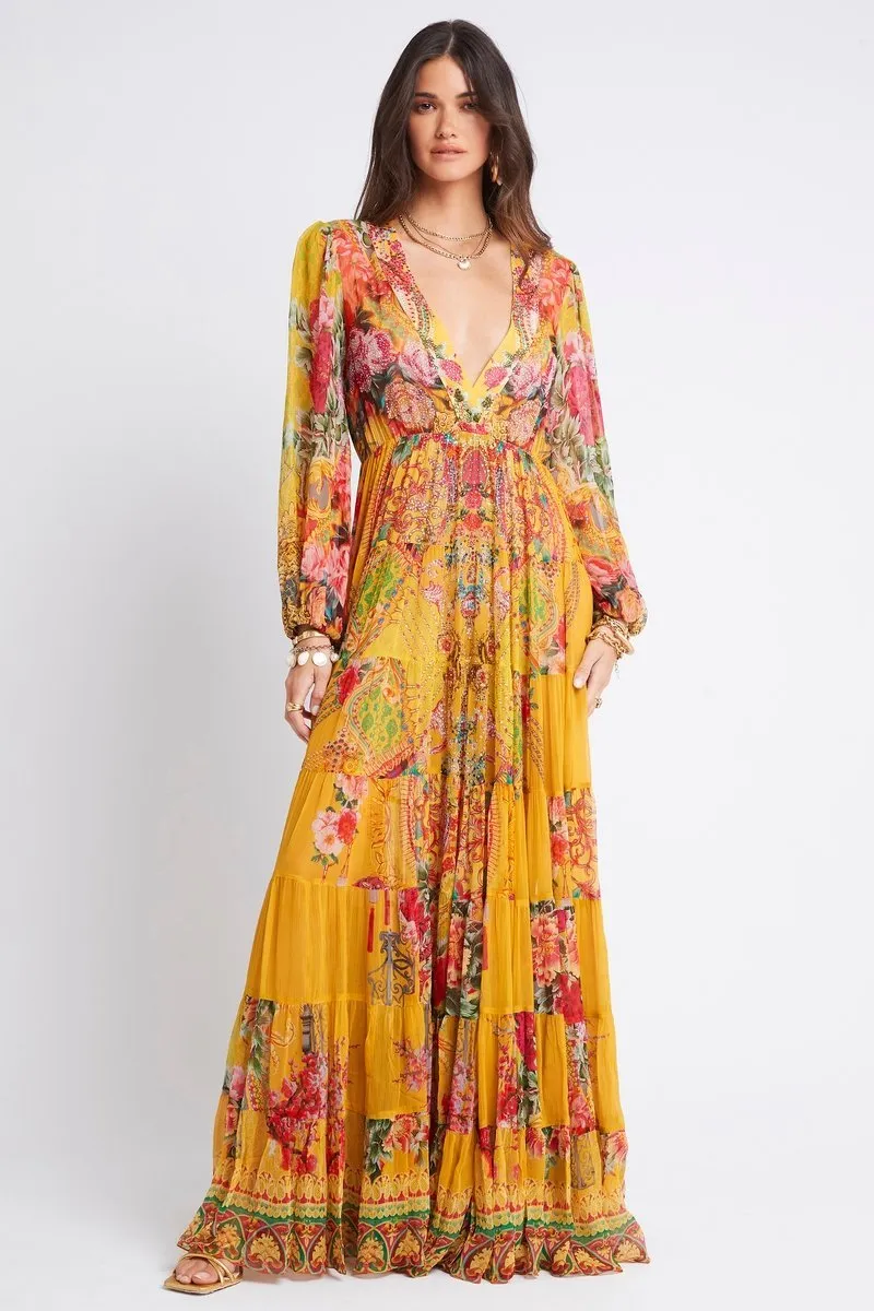 ENDLESS SUMMER V NK SHIRRED MAXI DRESS sold by Czarina product image thumbnail 5