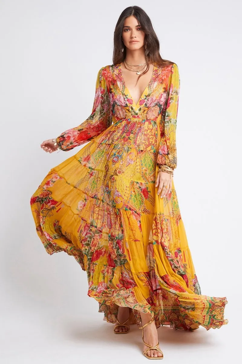 ENDLESS SUMMER V NK SHIRRED MAXI DRESS sold by Czarina product image thumbnail 3