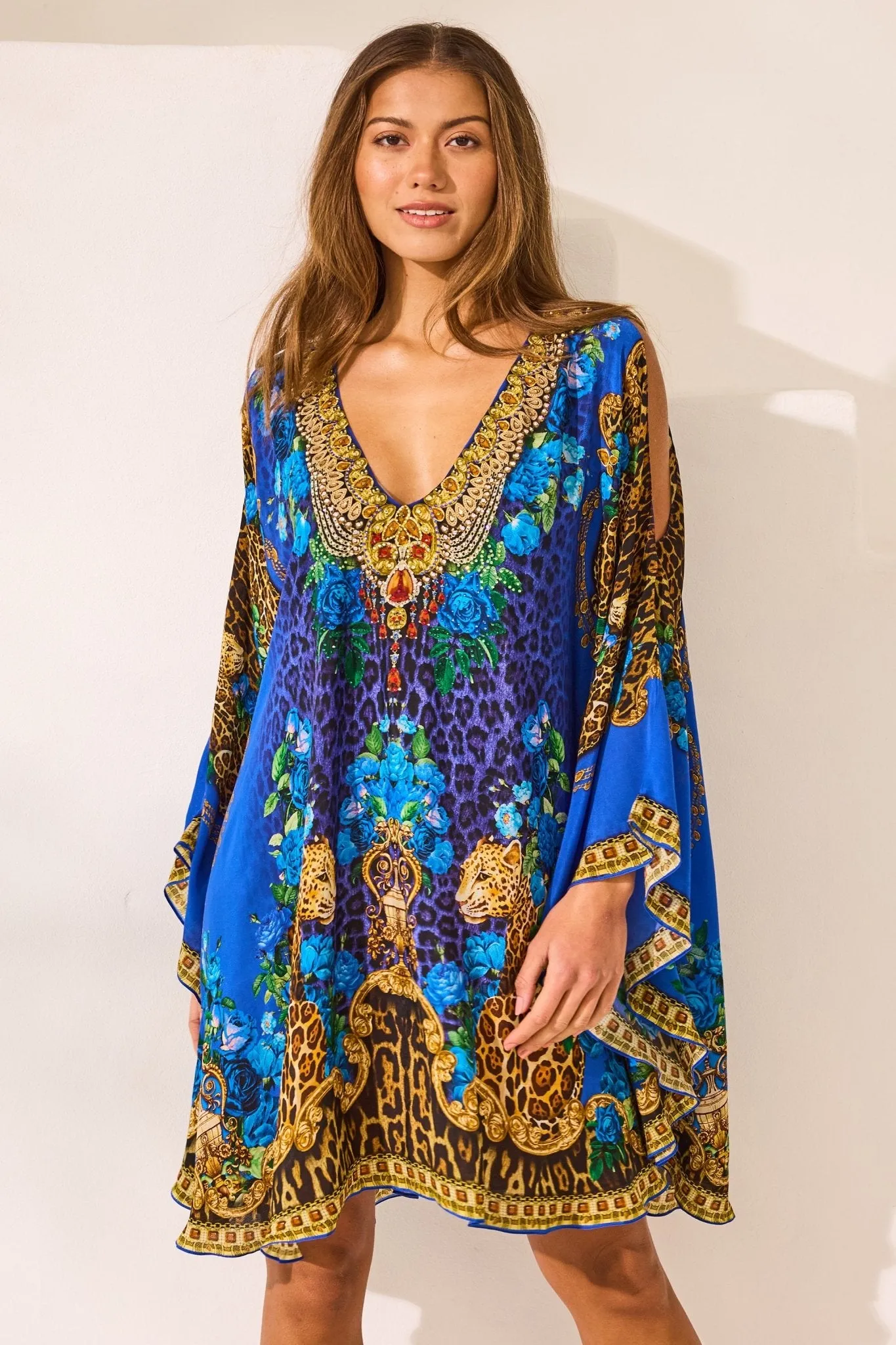 Blue Leopardess Kaftan Dress sold by Czarina
