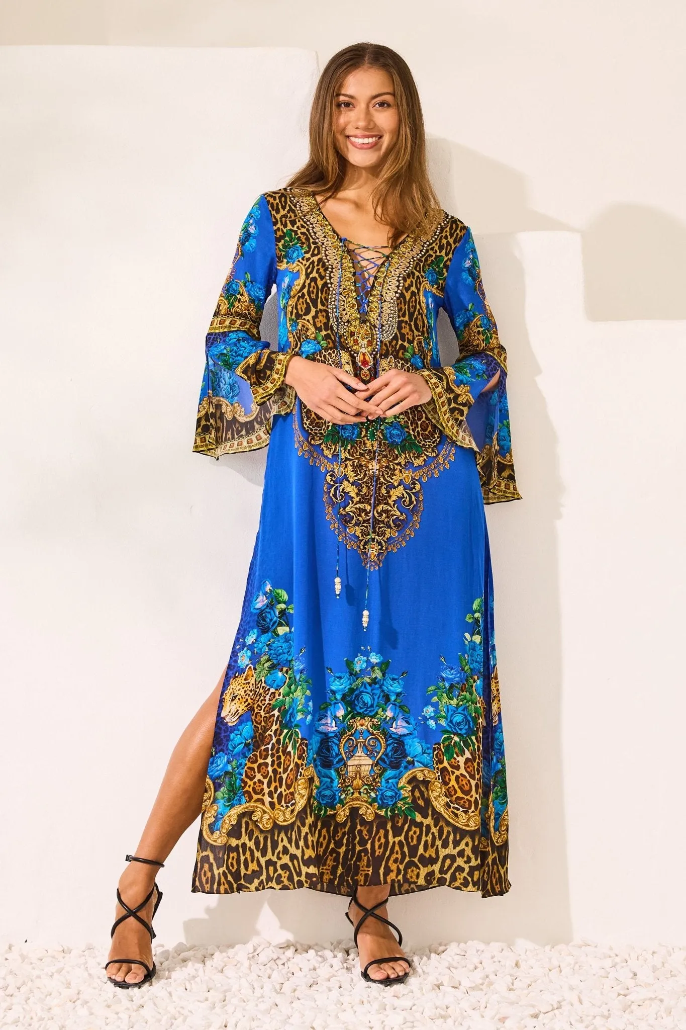 Blue Leopardess Maxi Dress W Sleeves sold by Czarina product image thumbnail 2