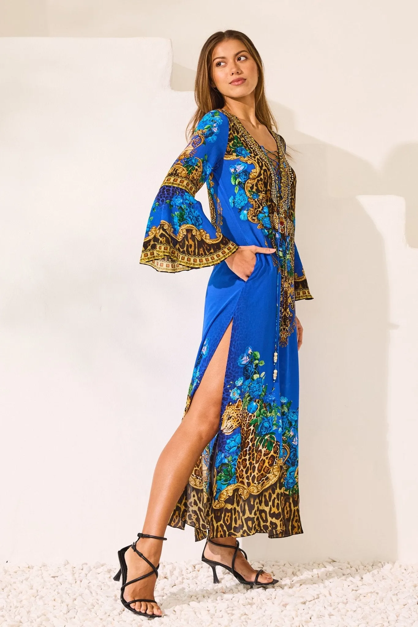Blue Leopardess Maxi Dress W Sleeves sold by Czarina product image thumbnail 4