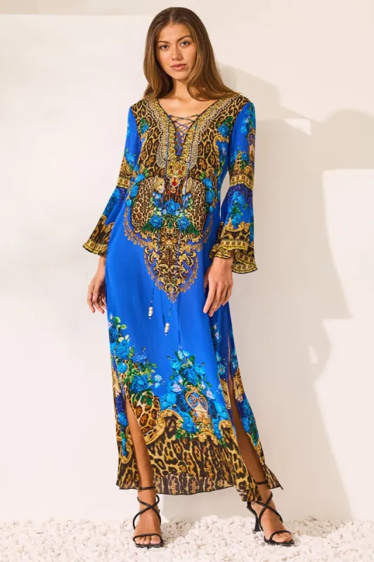 Blue Leopardess Maxi Dress W Sleeves sold by Czarina