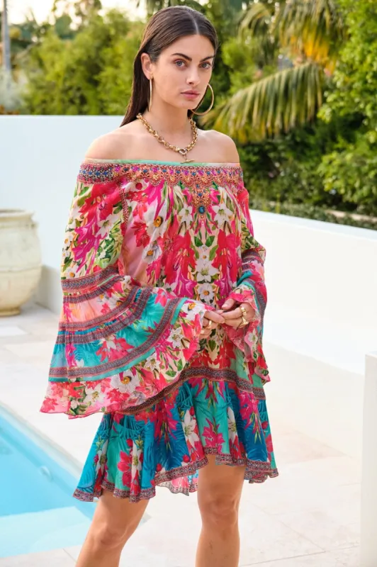 BLUE BLOSSOM FRILL DRESS sold by Czarina