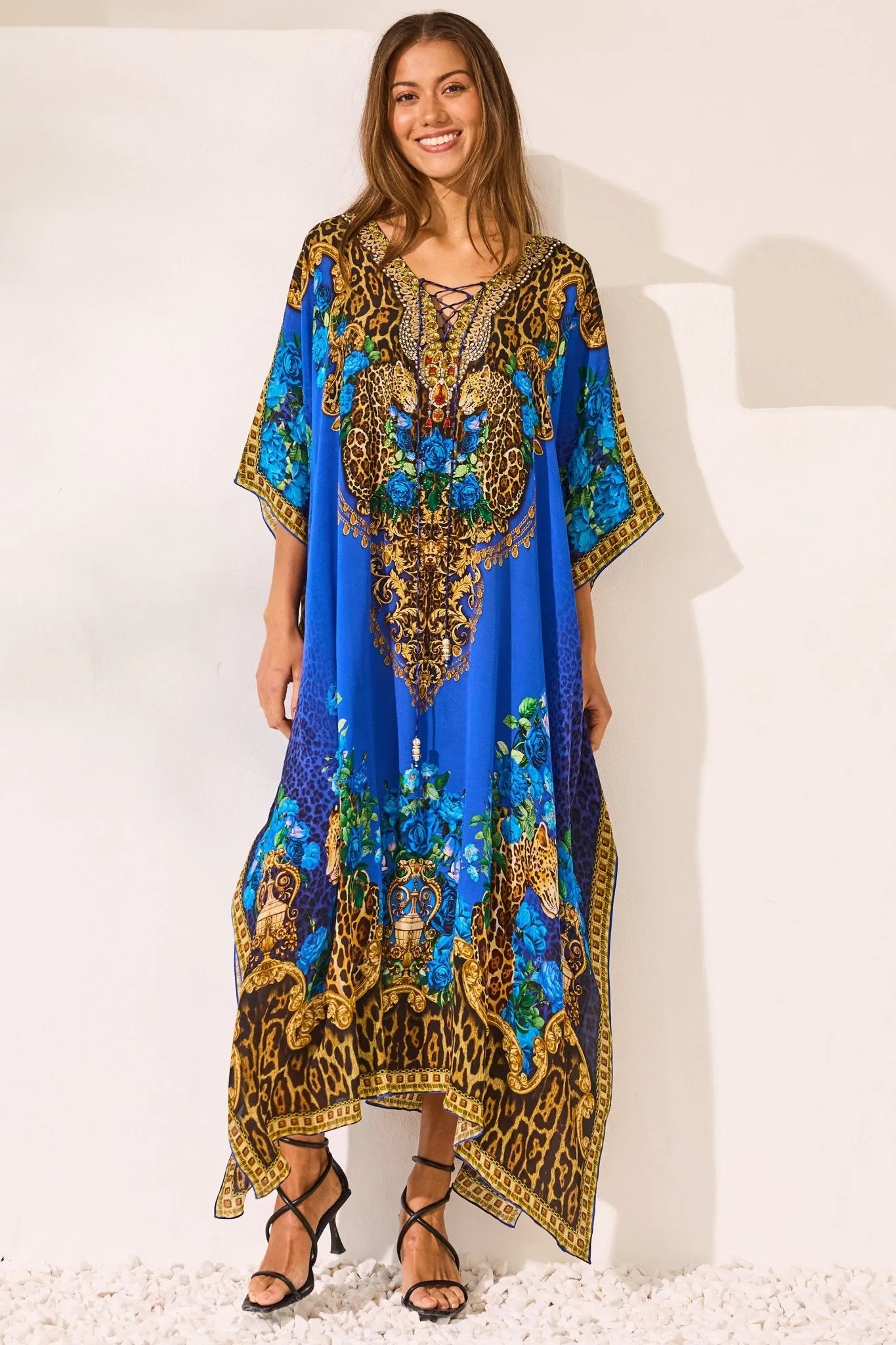 Blue Leopardess Medium Kaftan sold by Czarina