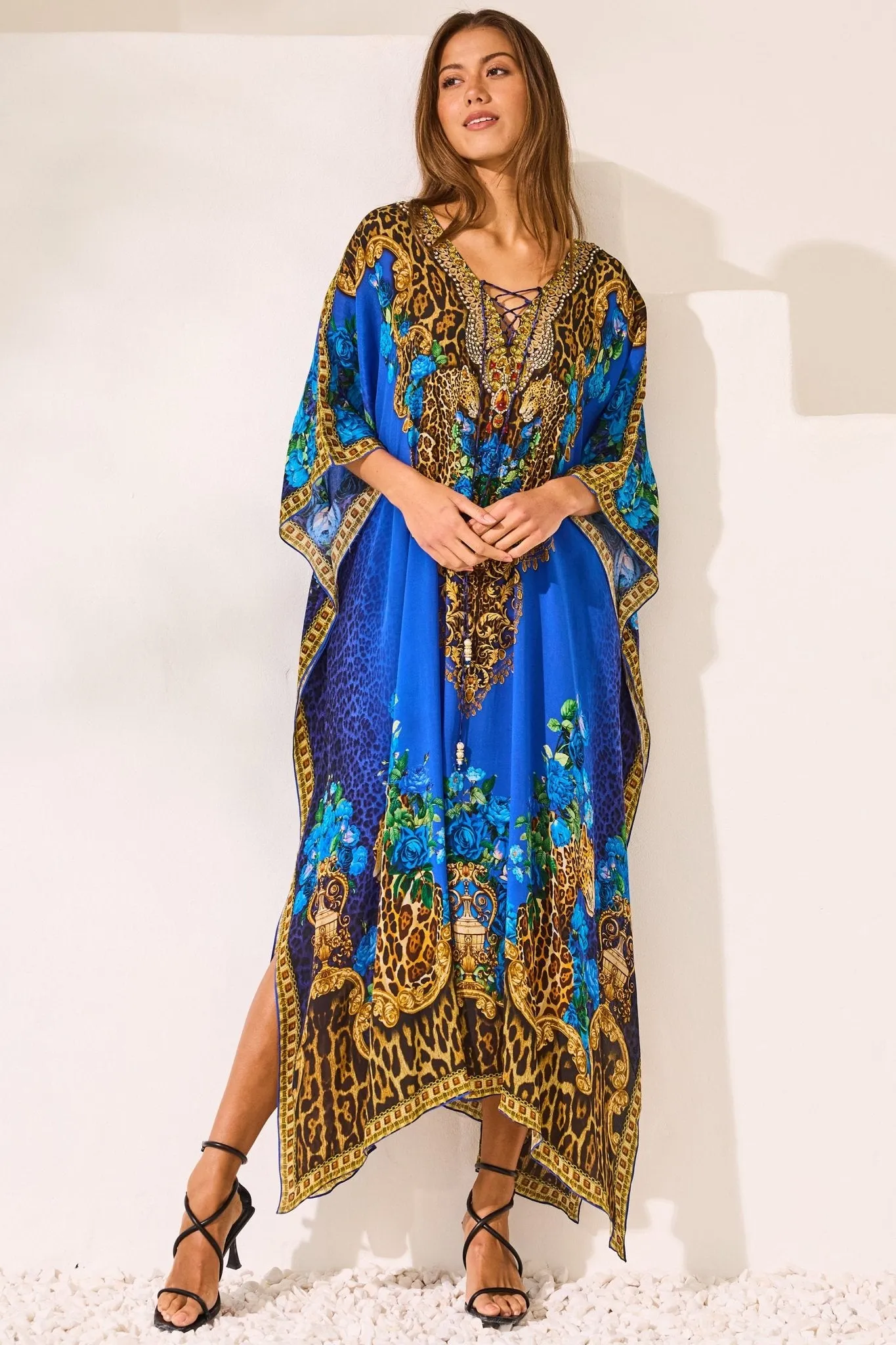 Blue Leopardess Medium Kaftan sold by Czarina product image thumbnail 2