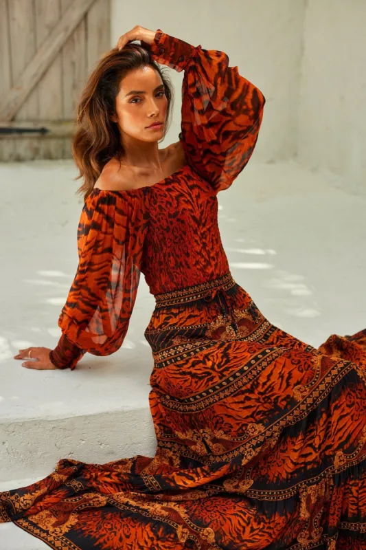 TIGRESS SHIRRED TOP W SLEEVES sold by Czarina