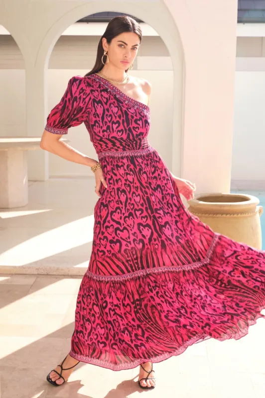 HEARTS FOREVER ONE SHOULDER MAXI DRESS sold by Czarina