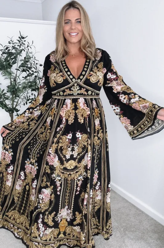 GOLDEN GIRL MAXI DRESS W FLARED SLEEVES sold by Czarina