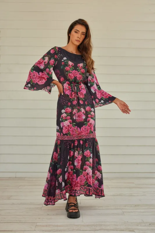 Romantic Flowers Cocktail Maxi Dress made by Czarina